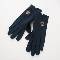 Flower Pattern Fleece Thermal Touch Screen Gloves