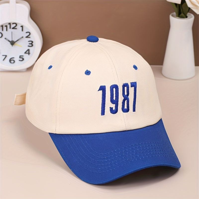 1987 Embroidery Cotton Baseball Cap Vintage Couple Sun Hat
