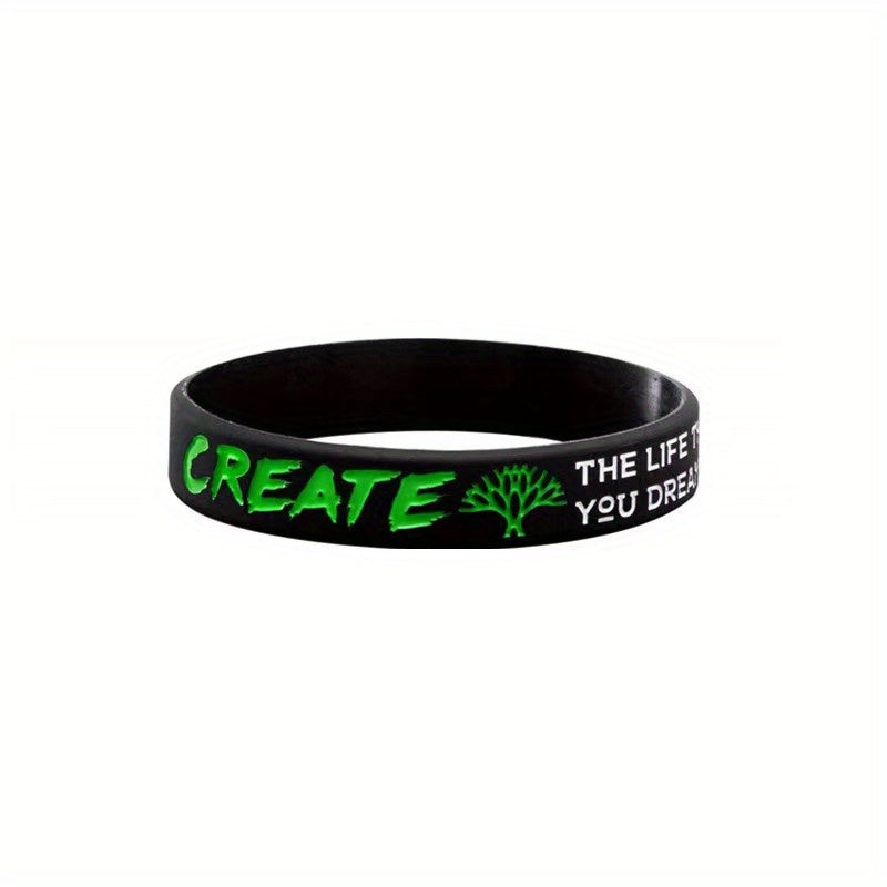 Unisex Letter Pattern Silicone Bracelet Stretch Rubber Wristband