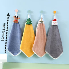 Christmas Cartoon Pattern Fingertip Towel 4pcs