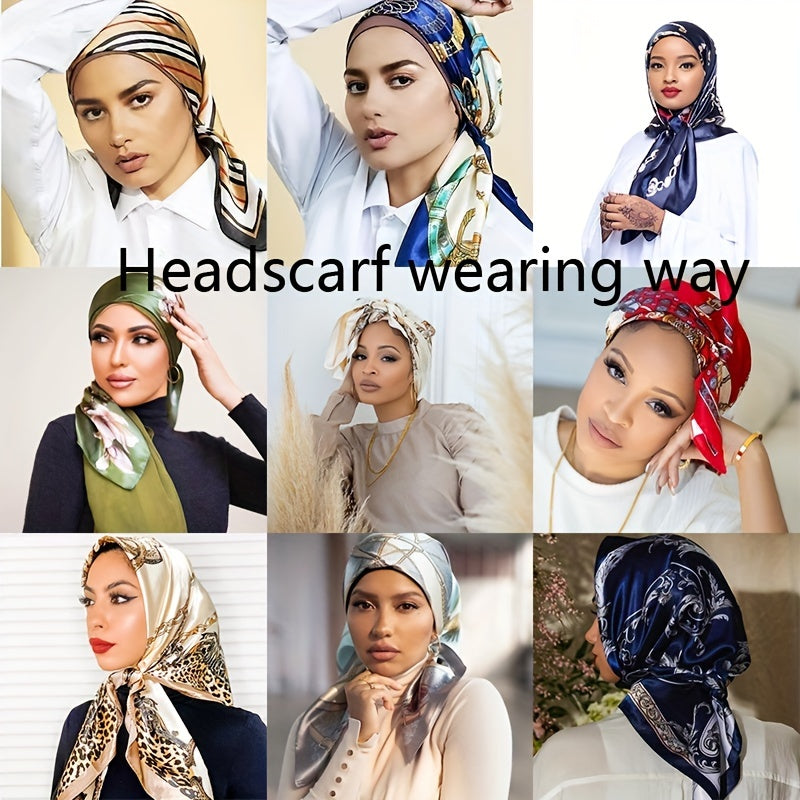 Flower Print Shawl Large Satin Square Scarf Bandana Head Wrap