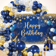 Navy & Golden Balloon Garland Birthday Decorations Set