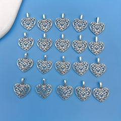 20pcs Antique Silver Heart Shape Charms Pendant for DIY Jewelry Making