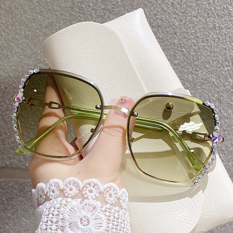 Rhinestone Sunglasses Gradient Glasses UV400