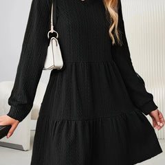  V-Neck Long Sleeve Smock Dress