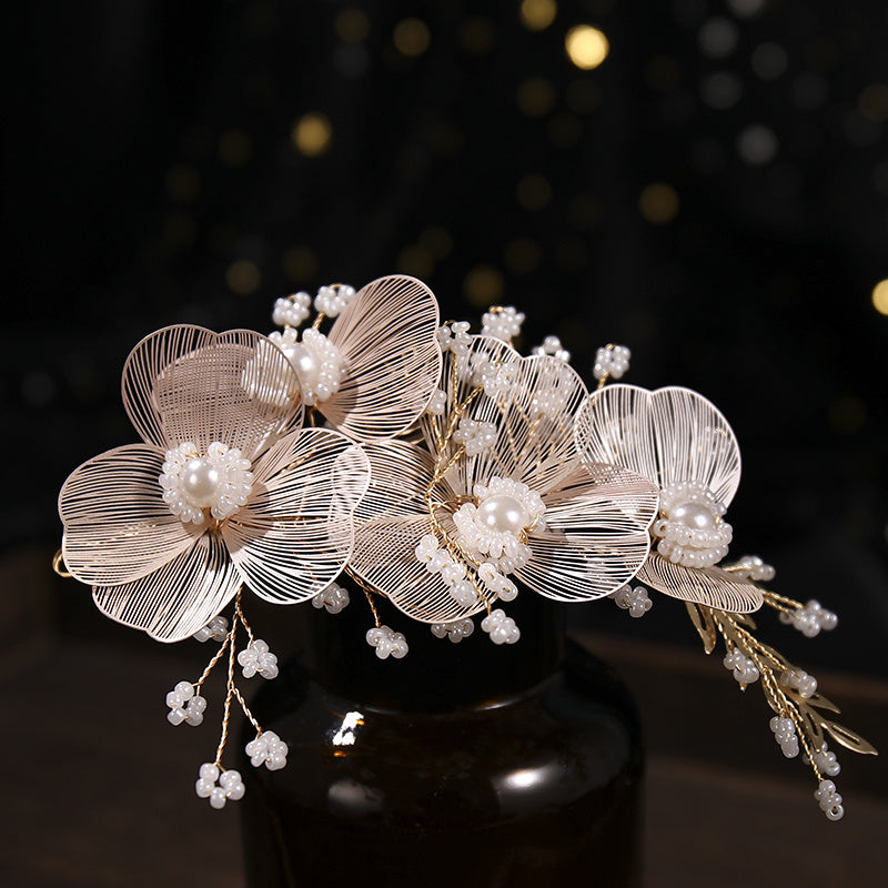 Bridal Wedding Headband Flower Faux Pearl Hairpin Hair Accessories