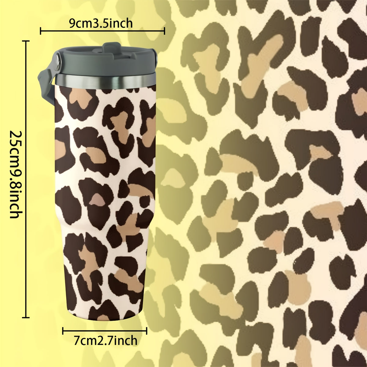 30oz Leopard Print Stainless Steel Travel Mug Insulated Hot/Cold