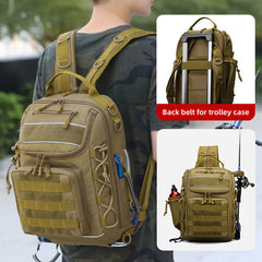 Large Capacity Fishing Backpack Water Resistant Tackle Box Storage Bag