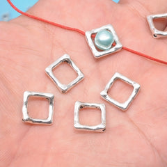 10pcs Square Spacer Beads Antique Silver for DIY Jewelry Making