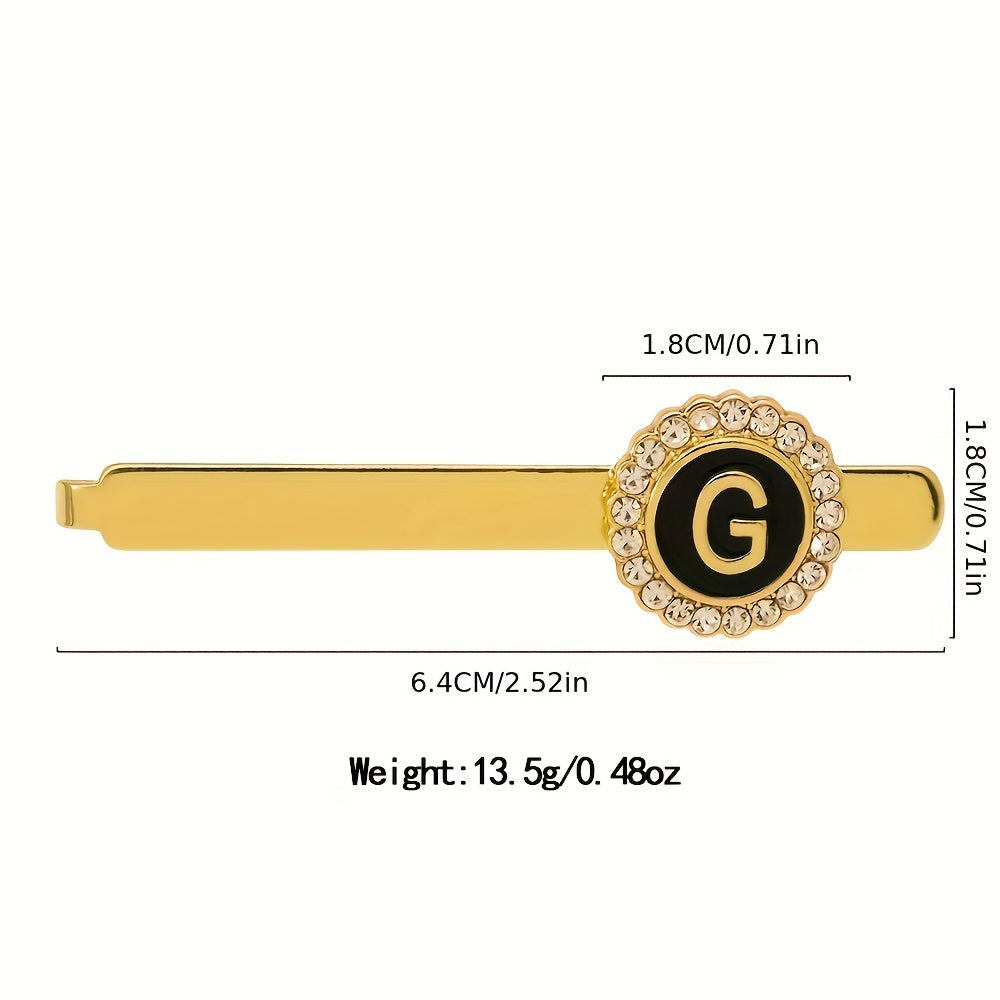 Men's Rhinestone Initial Letter Tie Clip Wedding Business Necktie Accessory