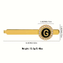 Men's Rhinestone Initial Letter Tie Clip Wedding Business Necktie Accessory