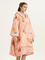  Ice Cream Print Fleece Nightgown