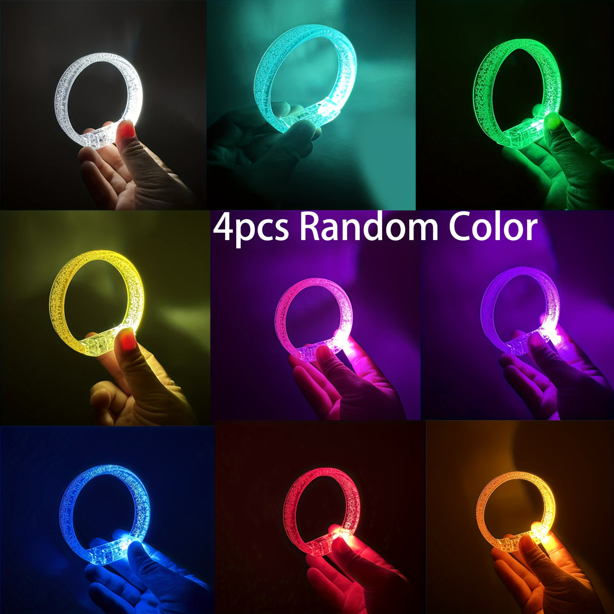LED Glowing Bracelets 4pcs Light Up Wristbands for Parties & Festivals