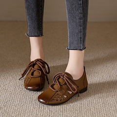 Women's Lace Up Low Block Heel Shoes