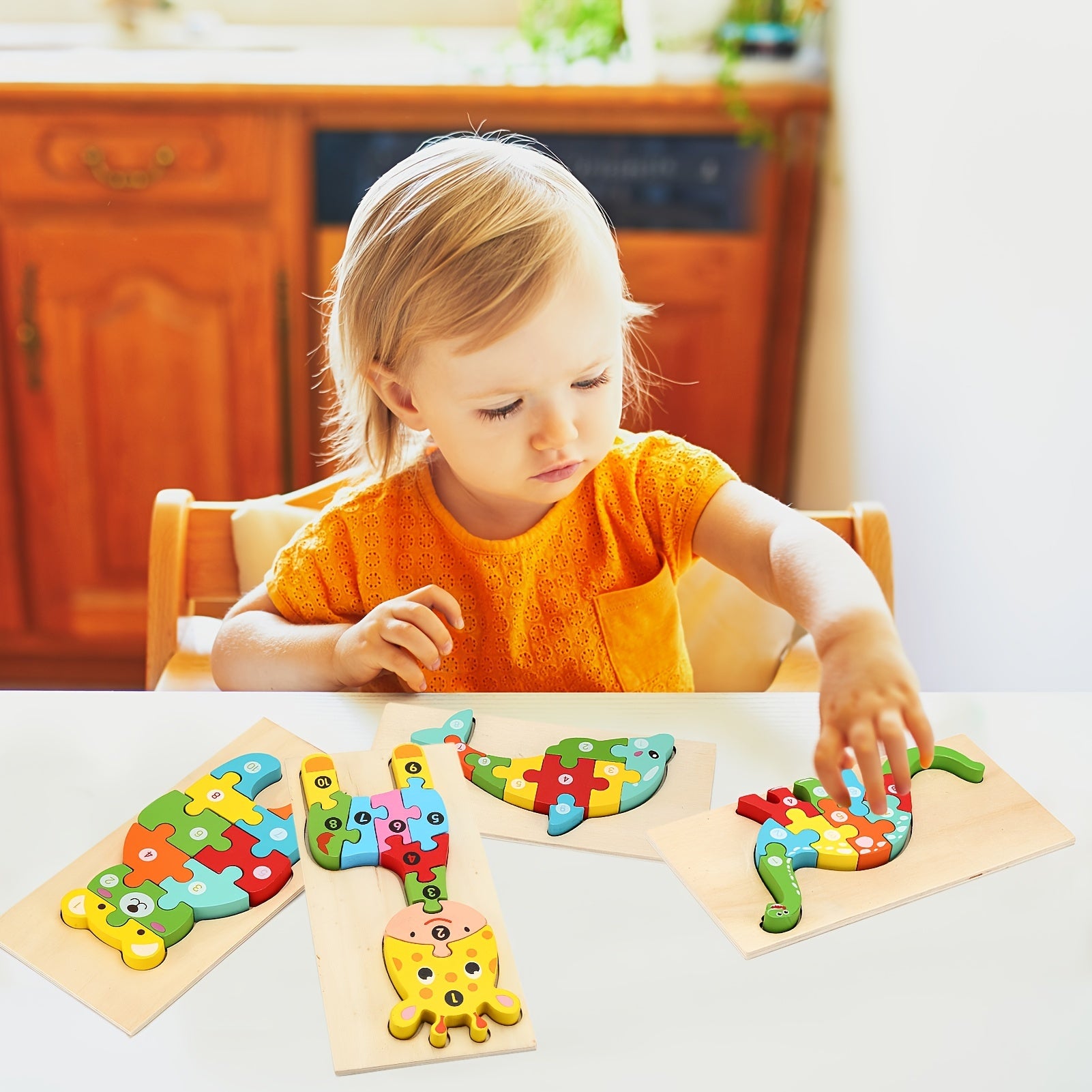 Wooden Montessori Animal Shape Puzzles Toy for Toddlers