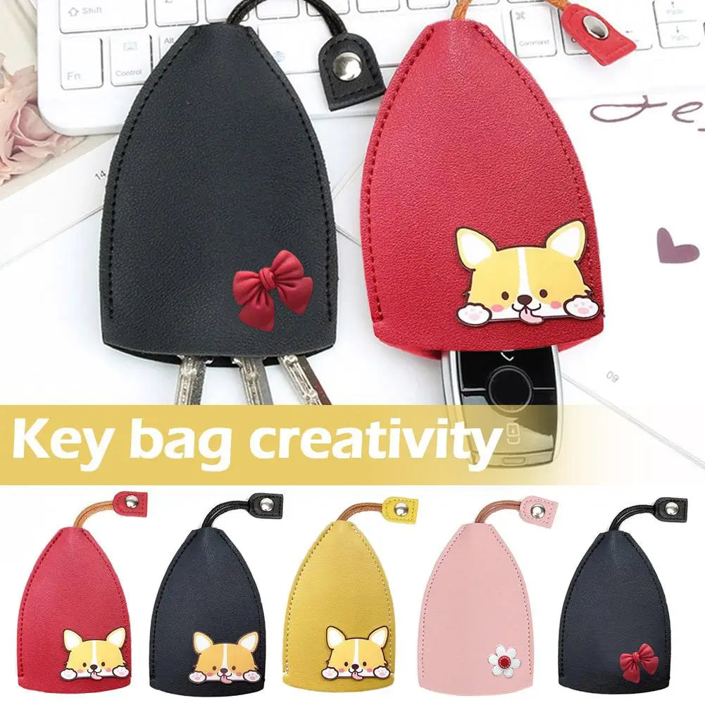 Cartoon Key Protector Car Key Holder Universal Key Bag Cover PU Leather