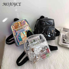 Transparent Backpack PVC Girls School Bag Student Bookbag Beach Rucksack