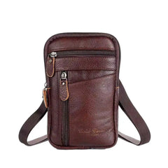 Men Leather Phone Pouch Belt Crossbody Waist Bag Purse Pack