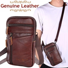 Men Leather Phone Pouch Belt Crossbody Waist Bag Purse Pack