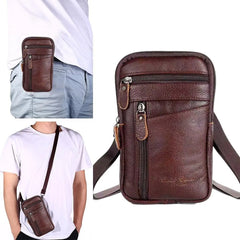 Men Leather Phone Pouch Belt Crossbody Waist Bag Purse Pack