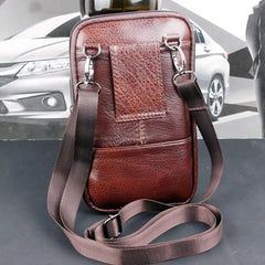 Men Leather Phone Pouch Belt Crossbody Waist Bag Purse Pack