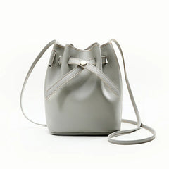 Small PU Lychee Crossbody Bucket Bag Women Casual Phone Handbag Purse