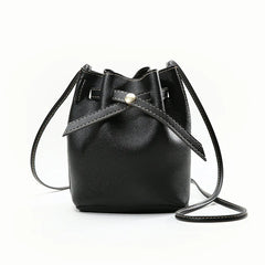 Small PU Lychee Crossbody Bucket Bag Women Casual Phone Handbag Purse