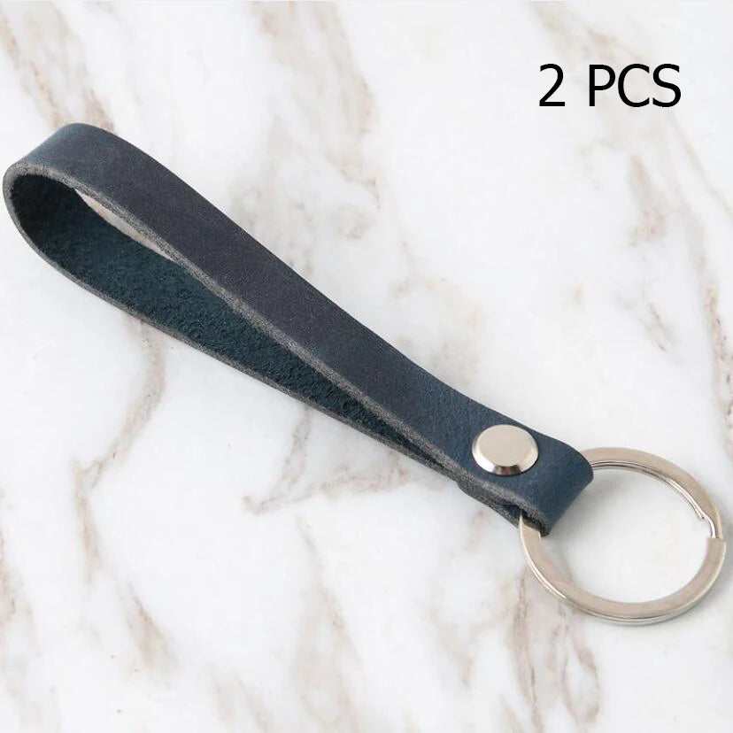 Retro Cowhide Leather Key Ring Keychain Car Keys Clip Women Men Gift