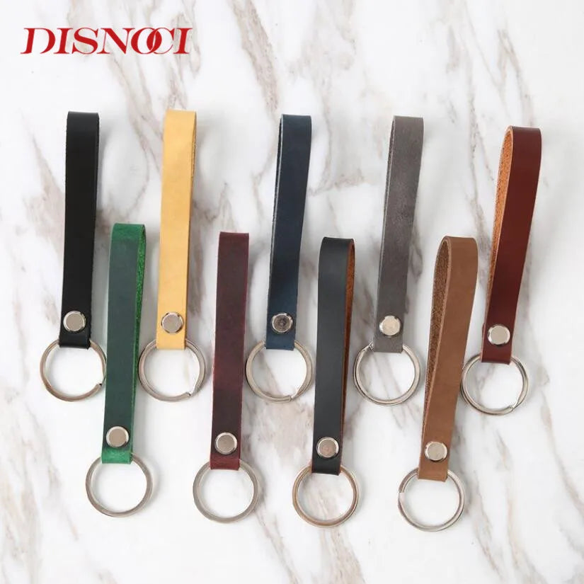 Retro Cowhide Leather Key Ring Keychain Car Keys Clip Women Men Gift