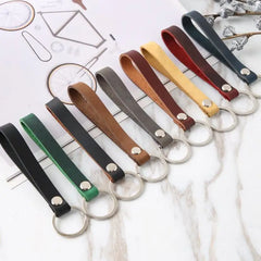 Retro Cowhide Leather Key Ring Keychain Car Keys Clip Women Men Gift