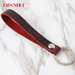 Retro Cowhide Leather Key Ring Keychain Car Keys Clip Women Men Gift