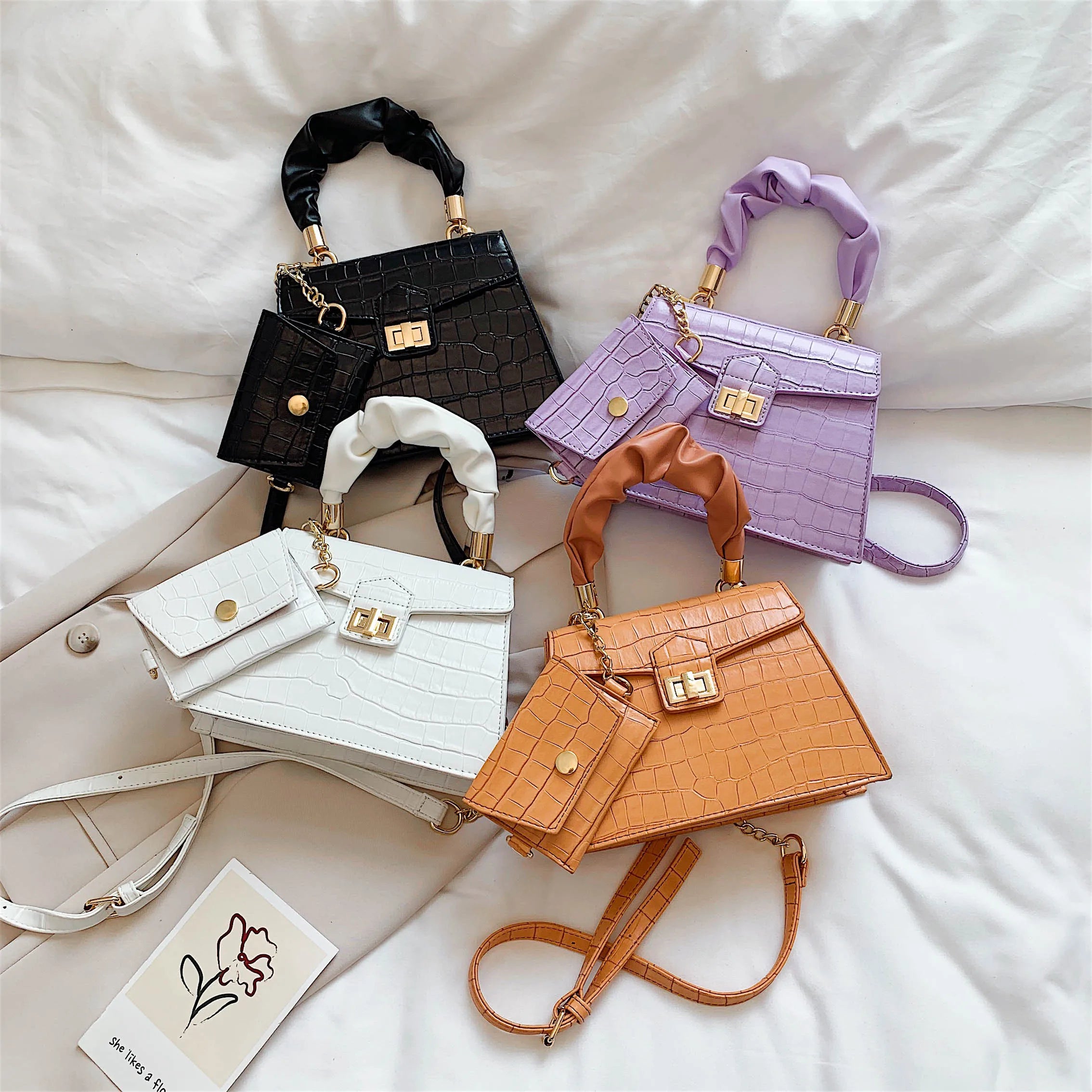 2 Pcs/set Stone Pattern Women's Crossbody Bags Party Tote