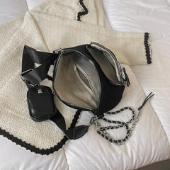 2 Pcs PU Leather Crossbody Saddle Bag & Chain Waist Bag for Women