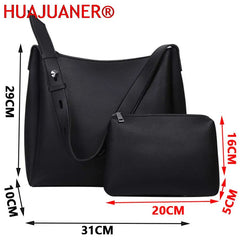 2 Casual Tote Bags PU Leather Shoulder Bags for Women Travel Lady Bag