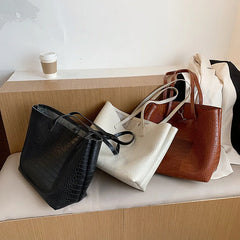 Women's Stone Pattern Handbag Soft Pu Leather Tote Bag Top-Handle Shoulder Bags