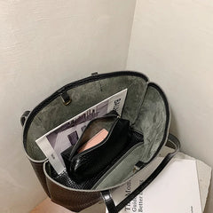 Women's Stone Pattern Handbag Soft Pu Leather Tote Bag Top-Handle Shoulder Bags