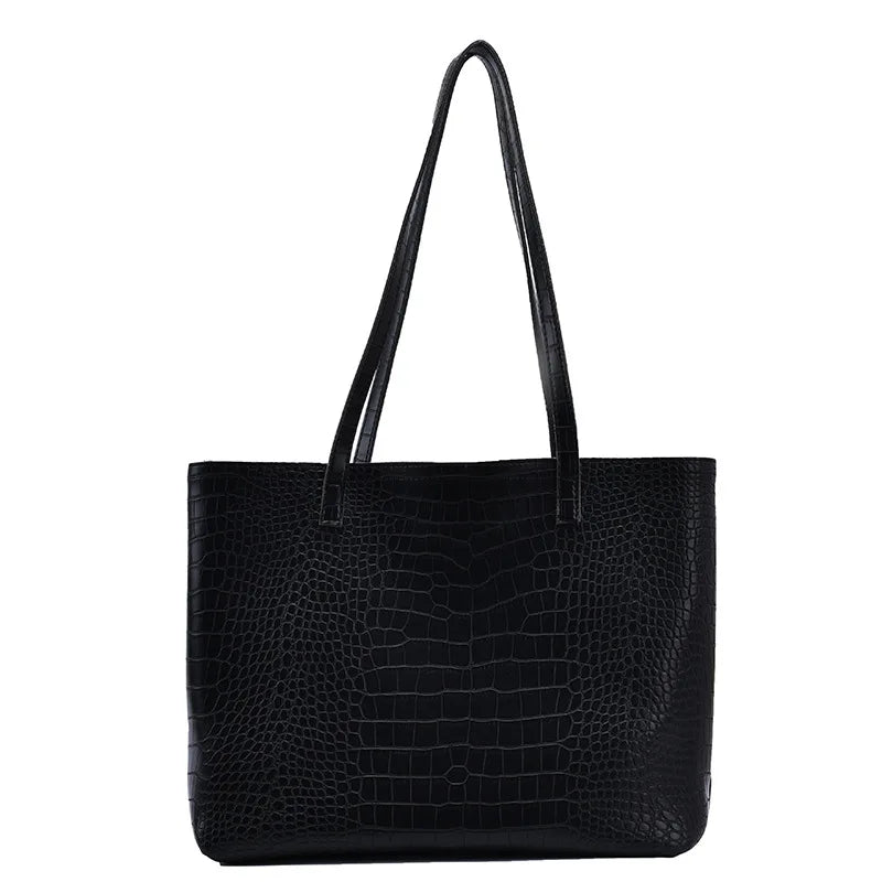 Women's Stone Pattern Handbag Soft Pu Leather Tote Bag Top-Handle Shoulder Bags