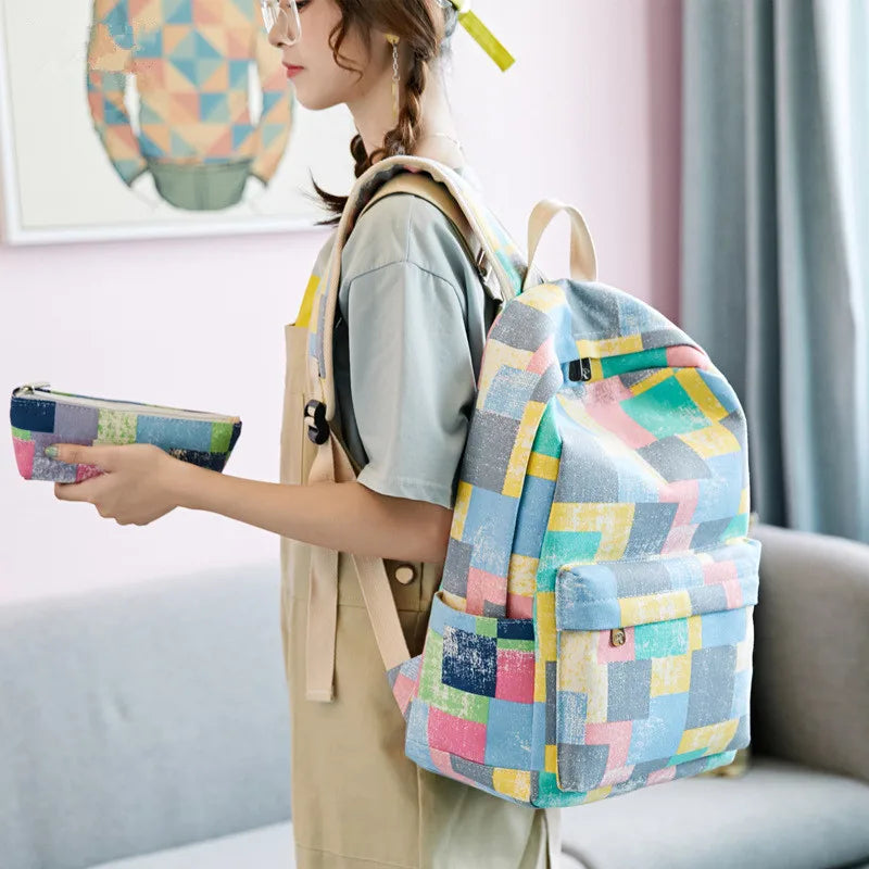 Canvas Student Girl School Backpacks Teenager Girls Leisure Knapsacks