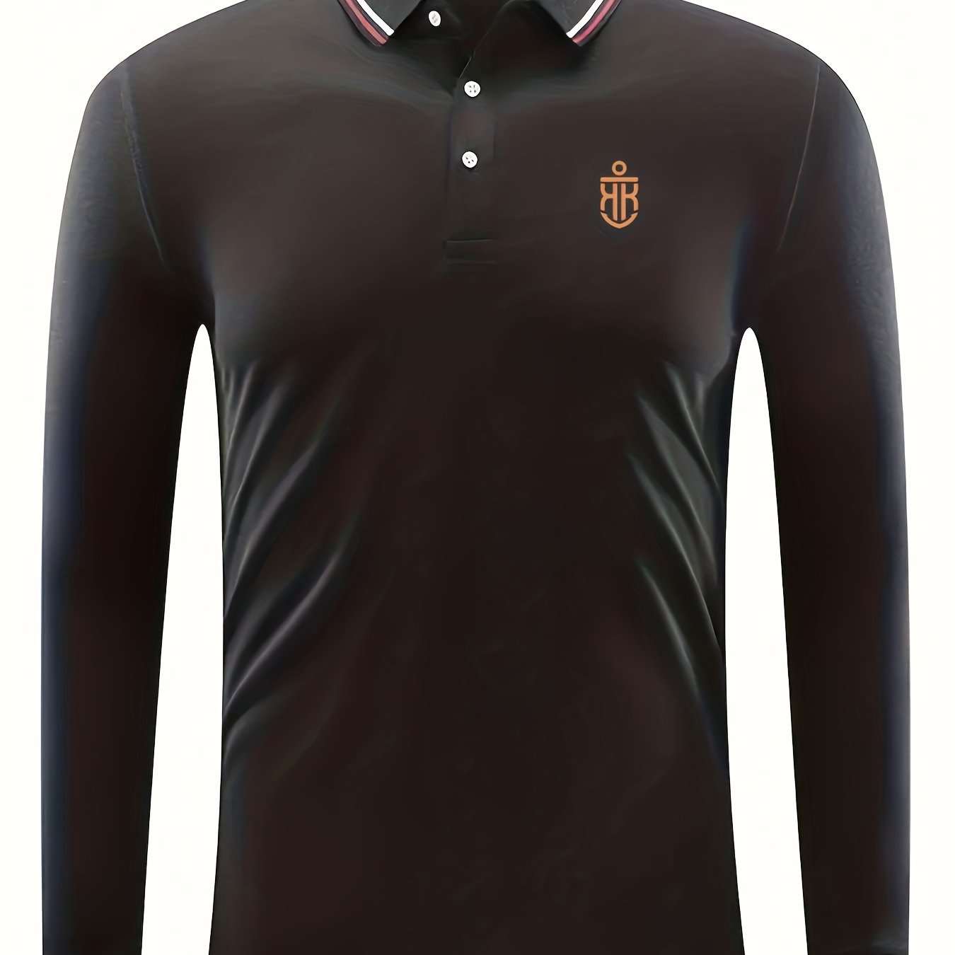 Shield Print Men's Casual Button Up Long Sleeve Lightweight Polo Shirt