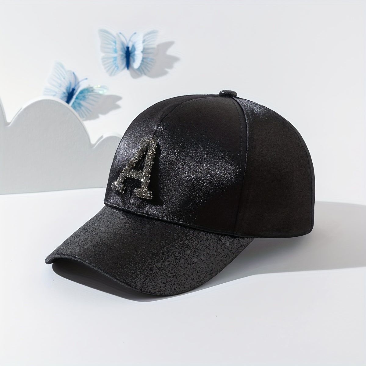 Rhinestone R Sparkle Baseball Cap Vintage Sunscreen Dad Hat