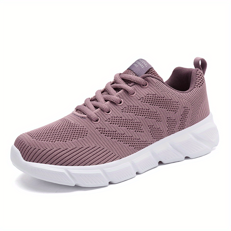 Women's Knit Running Shoes Lace Up Outdoor Sneakers
