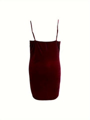  Lace V Neck Velvet Cami Sleep Dress