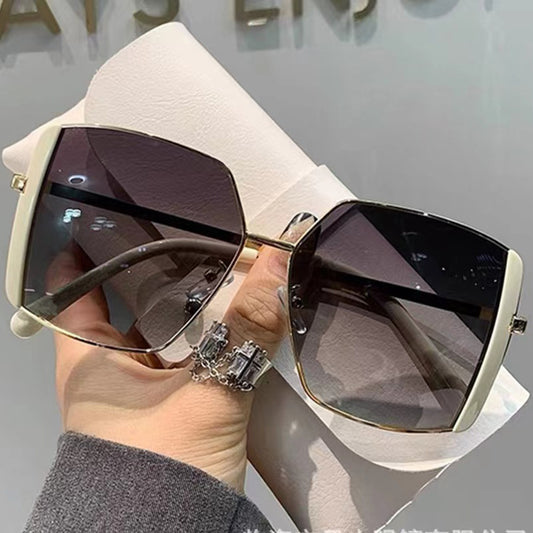 Oversized Square Sunglasses Metal Frame Gradient UV400