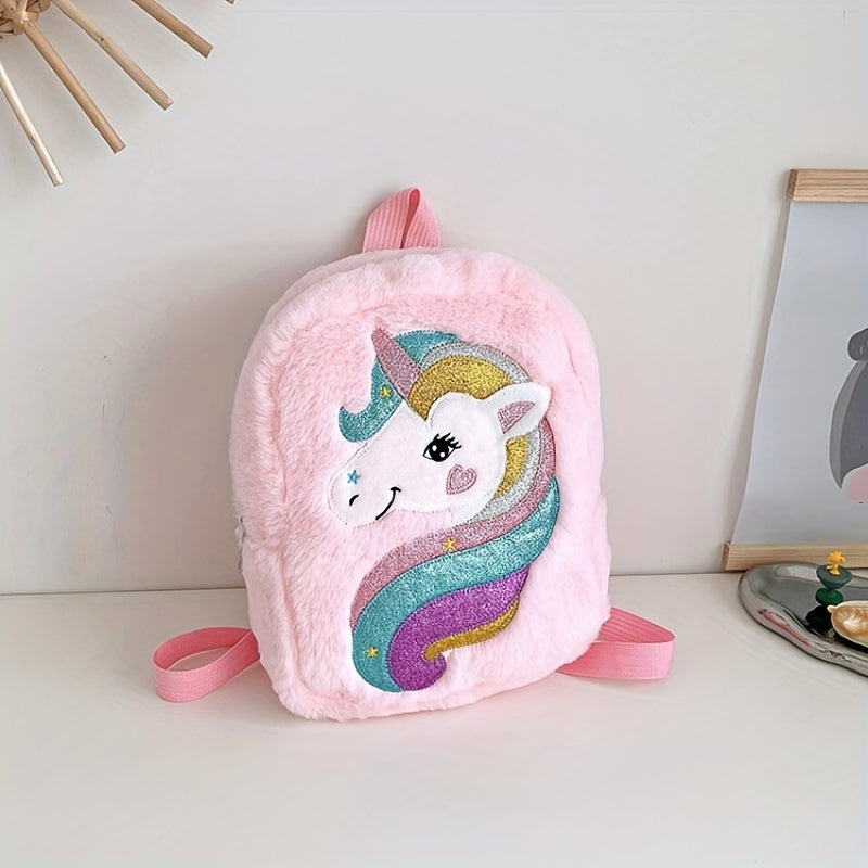 Kids Unicorn Cartoon Plush Backpack with Large Capacity