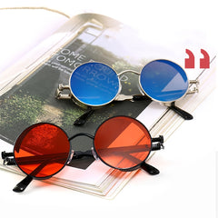 Vintage Steampunk Red Sunglasses Round Punk Retro Sun Glasses Goggles
