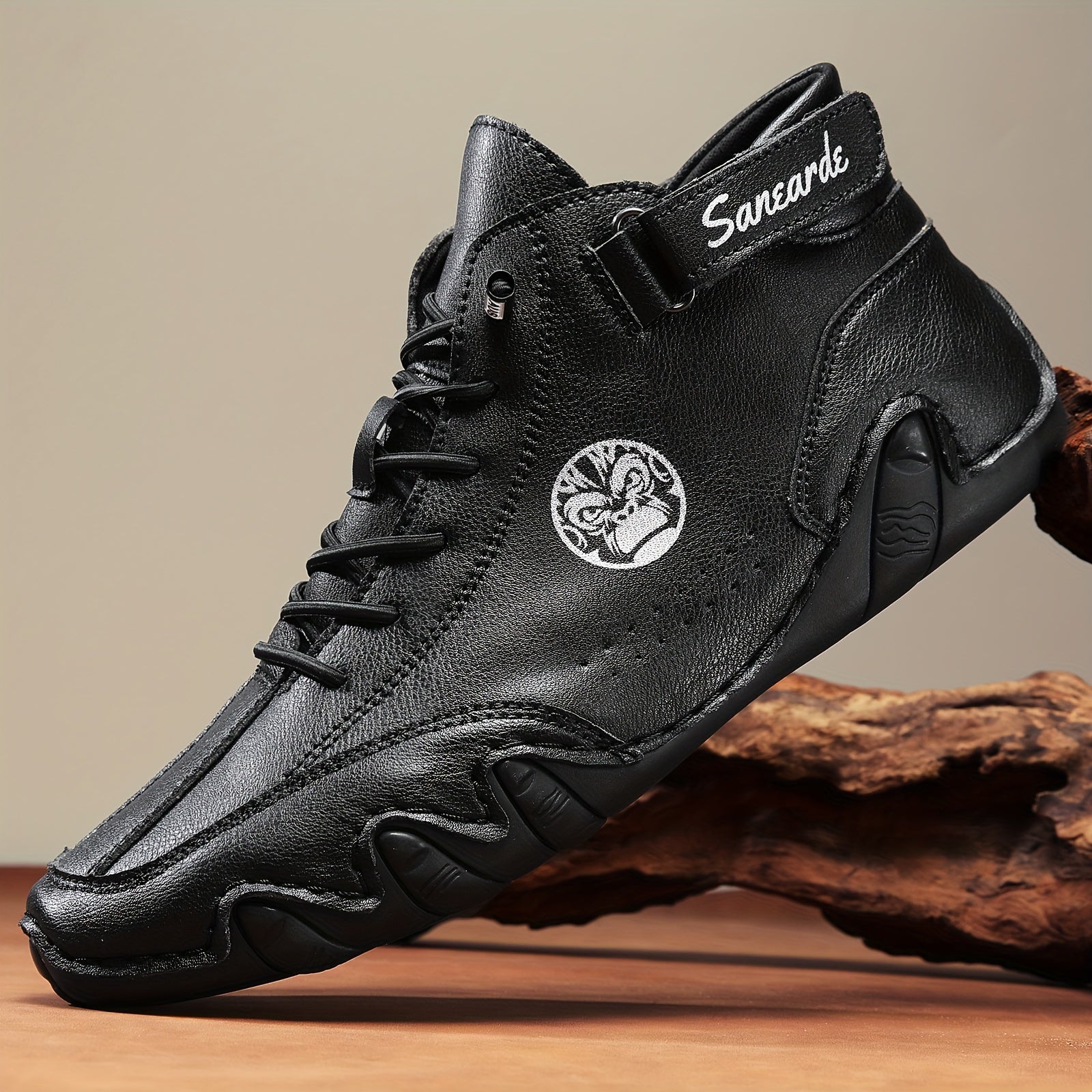 Men's Lace Up Hiking Boots Anti skid PU Leather Shoes
