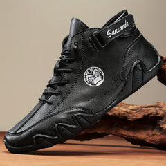 Men's Lace Up Hiking Boots Anti skid PU Leather Shoes