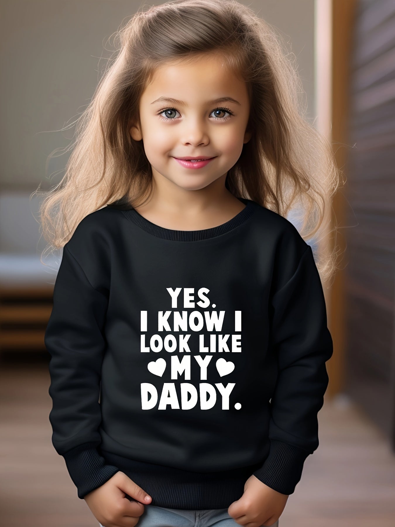 Girls Letters Pattern Crew Neck Sweatshirt For Spring Fall Christmas Gift