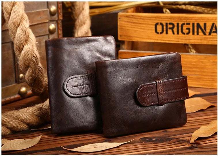 Vintage Cow Leather Men Wallets Male Carteira
