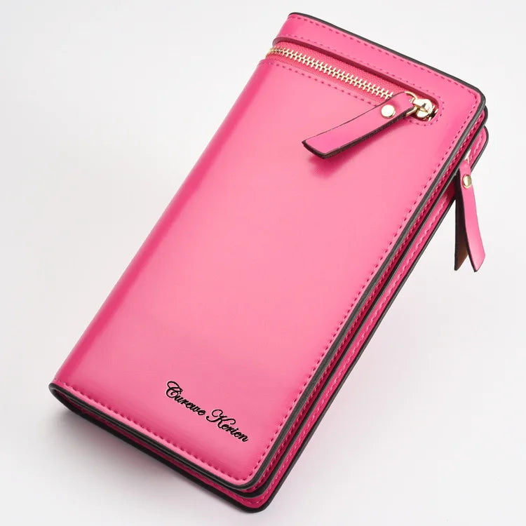 Europe Women Wallet PU Leather Long Zip Purse